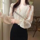 Button-up Full Lace Blouse Cream - One Size