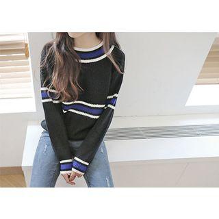Round-neck Contrast-trim Sweater