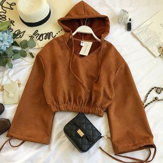 Cropped V-neck Hoodie