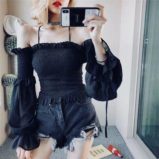Off Shoulder Long-sleeve Crop Top