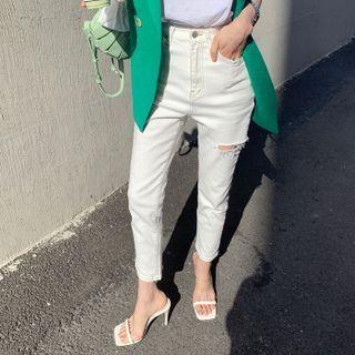 Slit Stitched Straight-leg Pants
