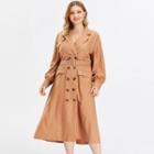 Double-breasted Striped Midi A-line Dress