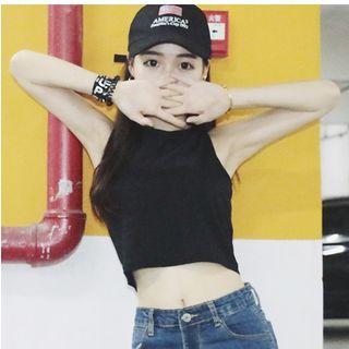 Cropped Tank Top Black - One Size