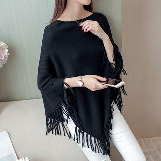 Fringed Plain Cape Sweater