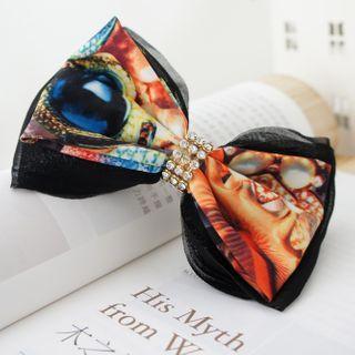 Bow Hair Clip 01 - Blue & Tangerine - One Size