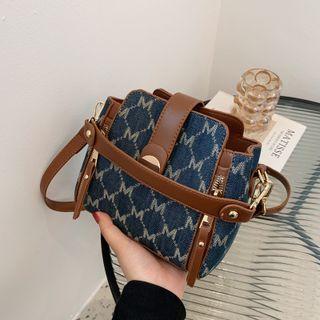 Lettering Denim Bucket Bag
