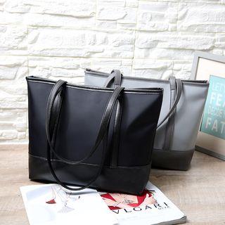 Faux-leather Panel Shoulder Bag