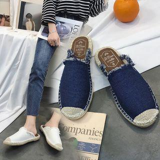 Frayed Woven Mules