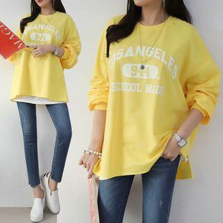 Slit-hem Letter Sweatshirt