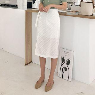 Textured Midi Wrap Skirt