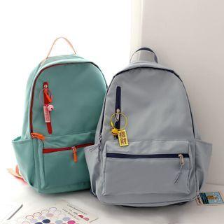 Contrast Trim Backpack / Bell Bag Charm / Set