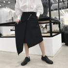 Asymmetric Hem Cropped Pants