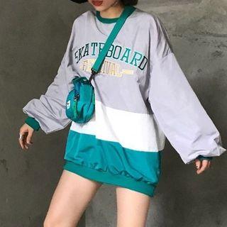 Color-block Embroidered Oversize Sweater