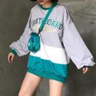 Color-block Embroidered Oversize Sweater