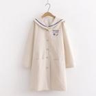Sailor Collar Button Coat Off-white - One Size