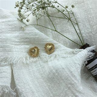 925 Sterling Silver Heart Stud Earring 1 Pair - Gold - One Size