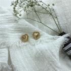 925 Sterling Silver Heart Stud Earring 1 Pair - Gold - One Size