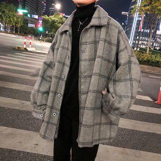 Couple-matching Single-breasted Plaid Coat