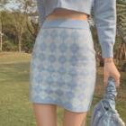 High-waist Argyle A-line Short Skirt