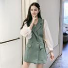 Mock Two-piece Double-breasted Mini A-line Blazer Dress