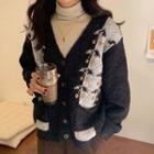 Cherry Patterned Cardigan As Shown In Figure - One Size