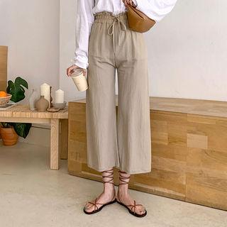 Paperbag-waist Crop Wide-leg Pants