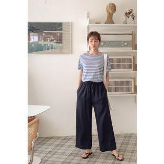 Drawcord Linen Blend Culottes