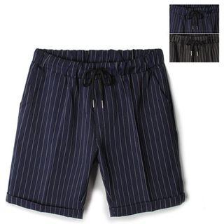 Linen-blend Striped Shorts
