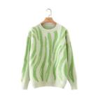 Zebra Print Sweater Green - One Size