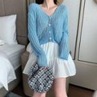 V-neck Cardigan / A-line Skirt
