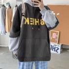 Mock Two-piece Lettered Loose-fit Hoodie