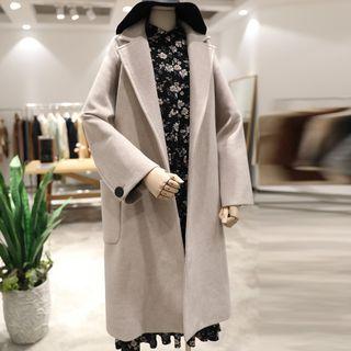 Open-front Tie-waist Woolen Coat