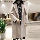Open-front Tie-waist Woolen Coat