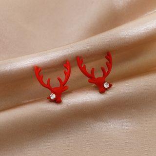 Ring Deer Stud Earring Red - One Size