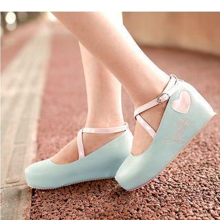 Cat Embroidered Hidden Wedge Shoes (lolita)
