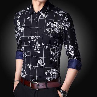 Print Fleece-lined Shirt