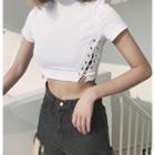 Lace Up Side Cropped Short Sleeve T-shirt