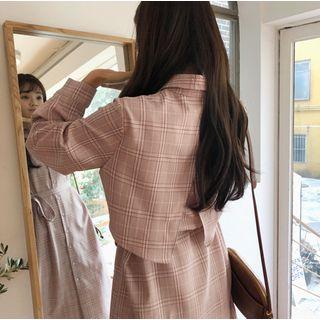 Flap-back Plaid Shirtdress & Sash