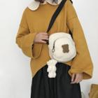 Bear Charm Furry Crossbody Bag White - One Size