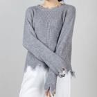Ripped Furry Edge Sweater