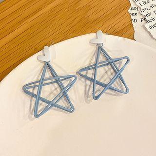 Heart Star Alloy Dangle Earring 01# - 1 Pair - Blue & White - One Size