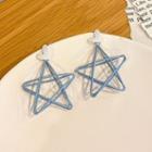 Heart Star Alloy Dangle Earring 01# - 1 Pair - Blue & White - One Size