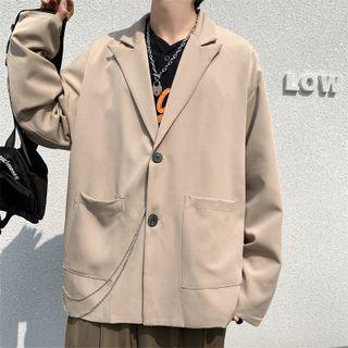 Long Sleeve Plain Blazer With Chain