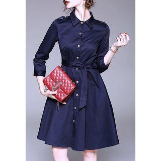 Epaulette-shoulder A-line Shirtdress
