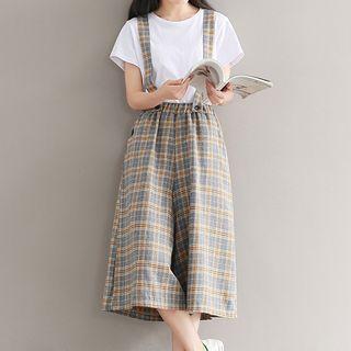 Plaid Suspender Culottes