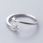 925 Sterling Silver Rhinestone Star Open Ring S925 Silver - Silver - One Size