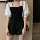 Puff Sleeve Mock Two Piece Top / Shorts