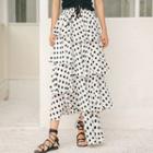 Asymmetric Hem Polka Dot Maxi Tiered Skirt