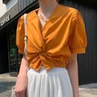 V-neck Cross Body Short-sleeved Shirt