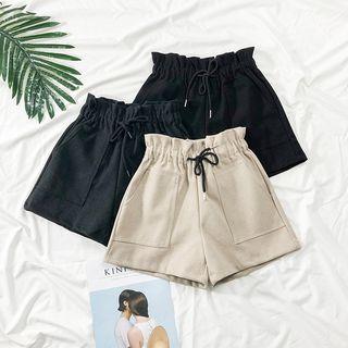 Paperbag High-waist Wool Shorts